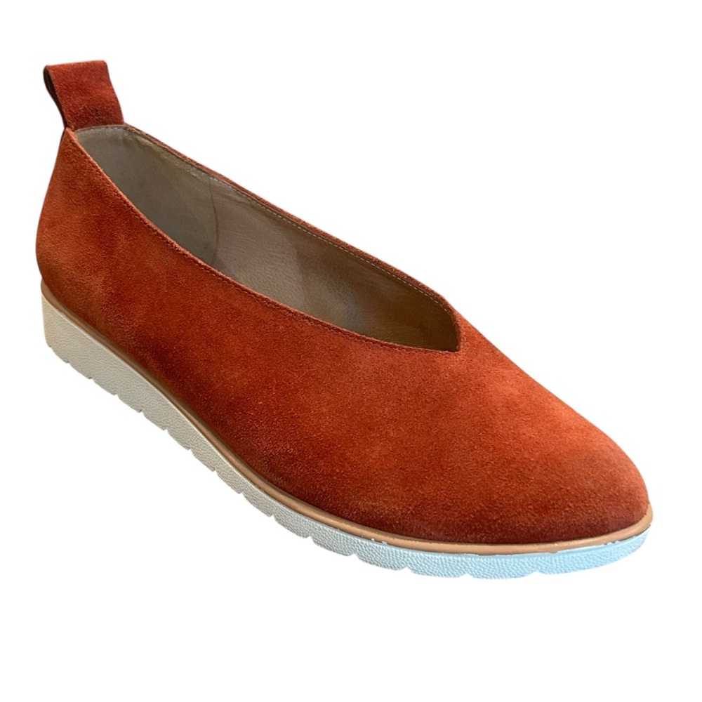 Eileen Fisher Rust Brick Wedge Ballet Suede Loafers Flats 8 - Picture 2 of 9